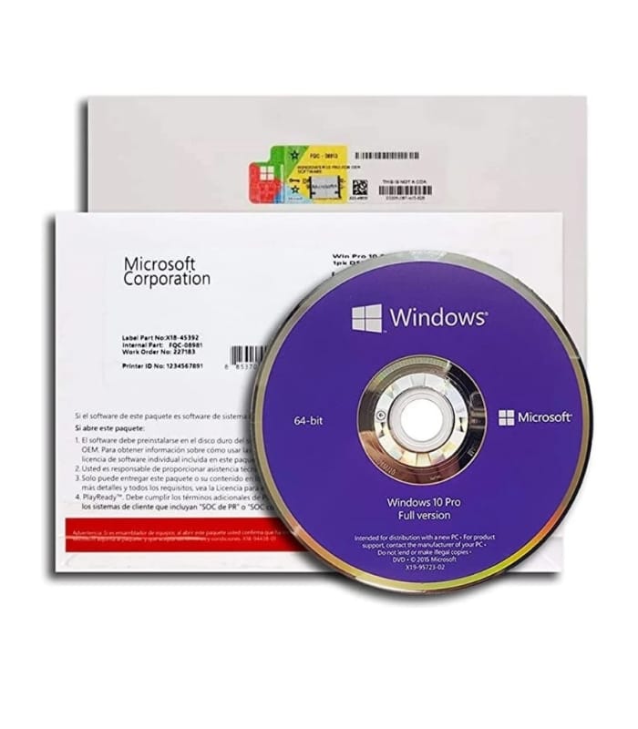 Microsoft Windows 10 Professional OEM DVD Pack