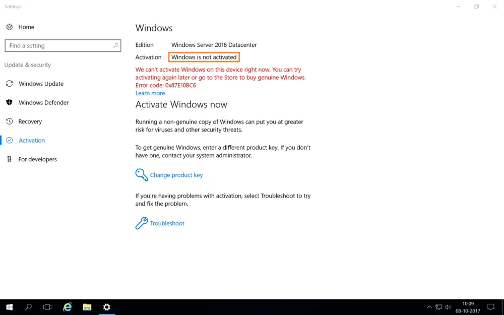 Microsoft Windows Server 2016 Datacenter – 16 core License Key