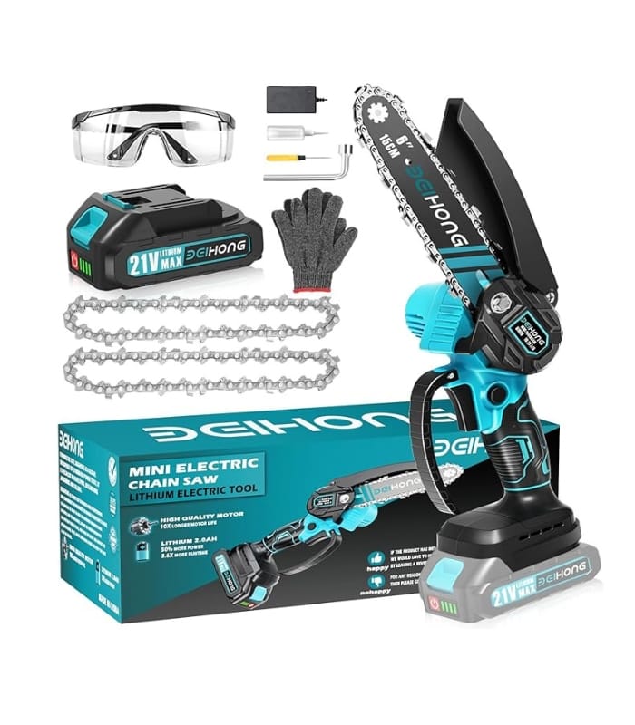 _Deihong Mini Chainsaw 6-Inch with Battery, Cordless Power Chain Saws with Security Lock (2) Deihong Mini Chainsaw 6-Inch with Battery, Cordless Power Chain Saws with Security Lock
