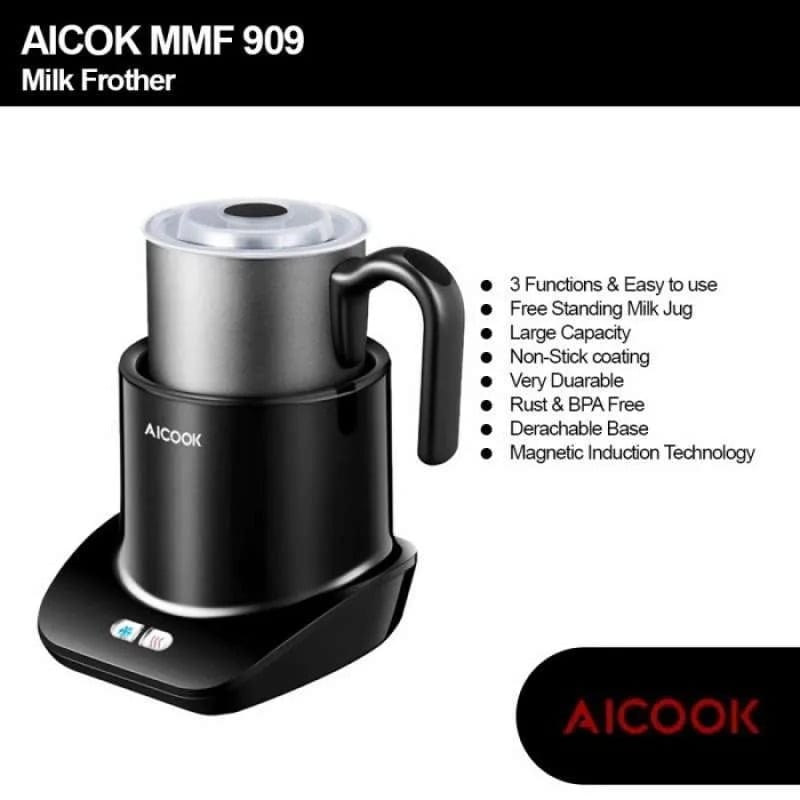 AICOOK MMF 909 Milk Frother Electric for Hot and Cold Milk