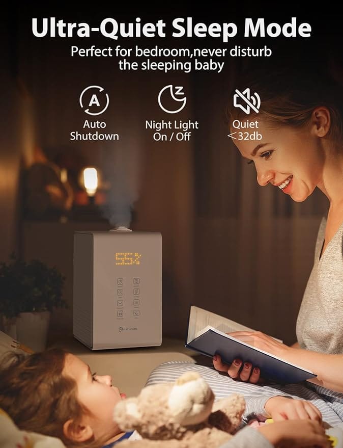 Elechomes Humidifier for Large Room Bedroom Plants, SH8820 Warm and Cool Mist Humidifiers, 5.5L