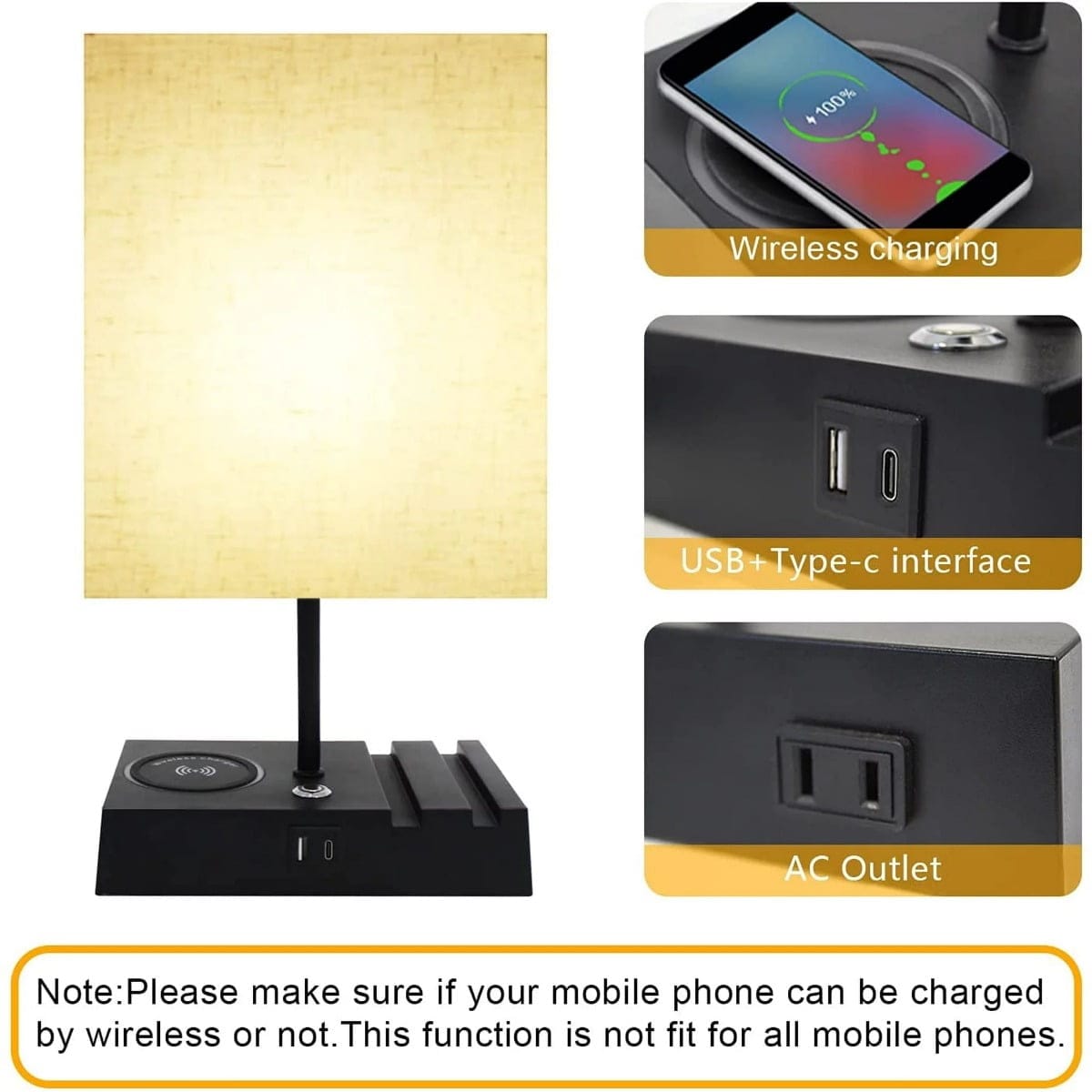 SUNTHIN Table Lamp, 3 Way Dimmable Desk Lamp with 1 USB Port