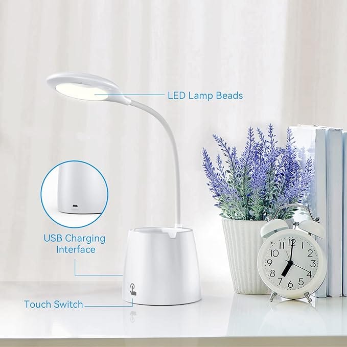 VOXON LED Table lamp with pen & phone holder, USB Rechargeable Table Lamp