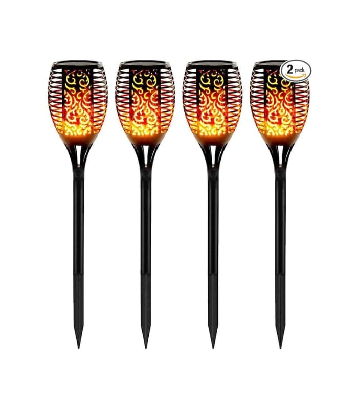 WBM Smart Solar Light Torch, Waterproof, Flickering Flame Solar Lights Outdoor 4 Piece