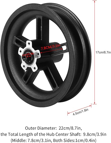 Scooter Pneumatic Tire Rear Wheel, 8.5 Inch Pneumatic Tire Rear Wheel 120mm
