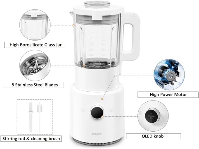 Xiaomi Smart Blender, 8-Blade Multi-Angle Chopping, Hot and Cold Dual-mode Blending