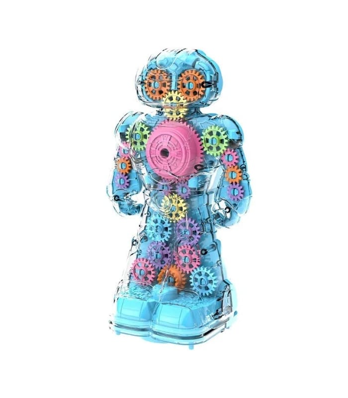 Gear Robot Toy, Electric Gear Robot Toy Transparent Gear Music/Light