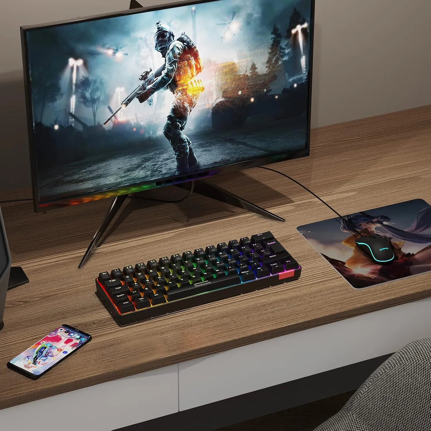 Wordsworth Mechanical Gaming Keyboard and Comfortable Mouse combo With RGB Lights - Black